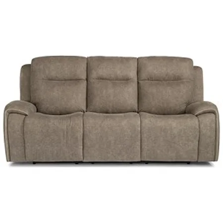 Contemporary Power Reclining Sofa w/ Power Headrests & Accent Stitching